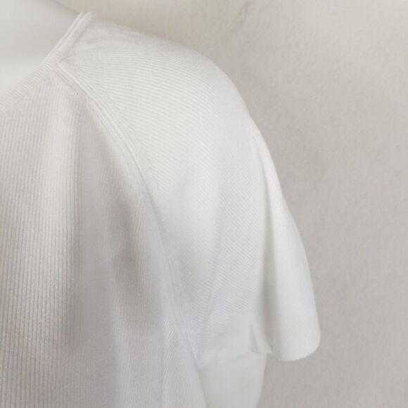Coldwater Creek Short Sleeve‎ Ribbed White Blouse - Picture 7 of 8